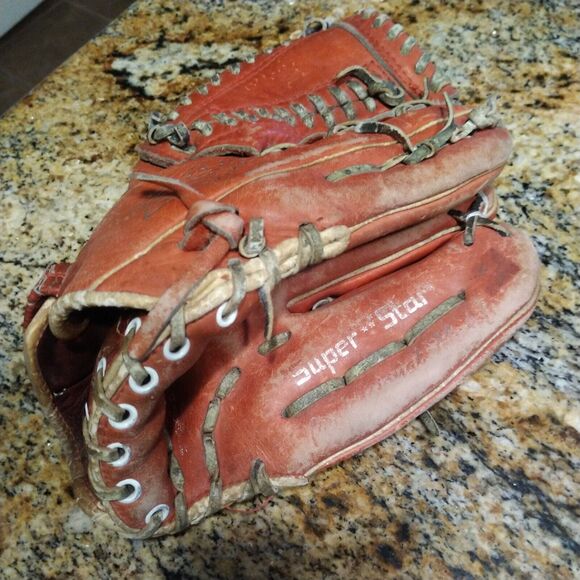 Rare Vintage Red Everlast Wing Tip Back Leather Baseball Glove Fielders Mitt RHT - Picture 5 of 14